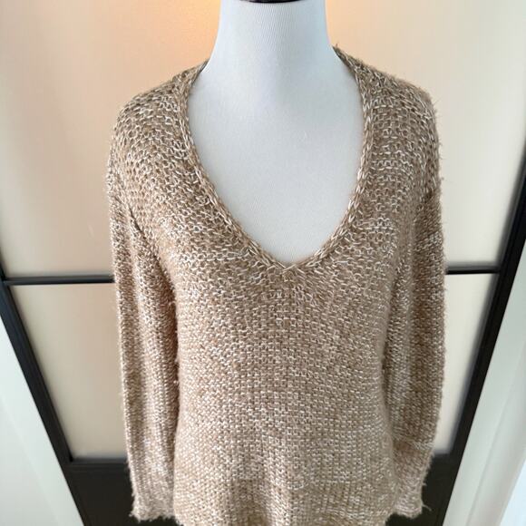 Wooden Ships Sweater Women’s XS/S Brown Pullover Knit Loose V-Neck - Picture 2 of 10